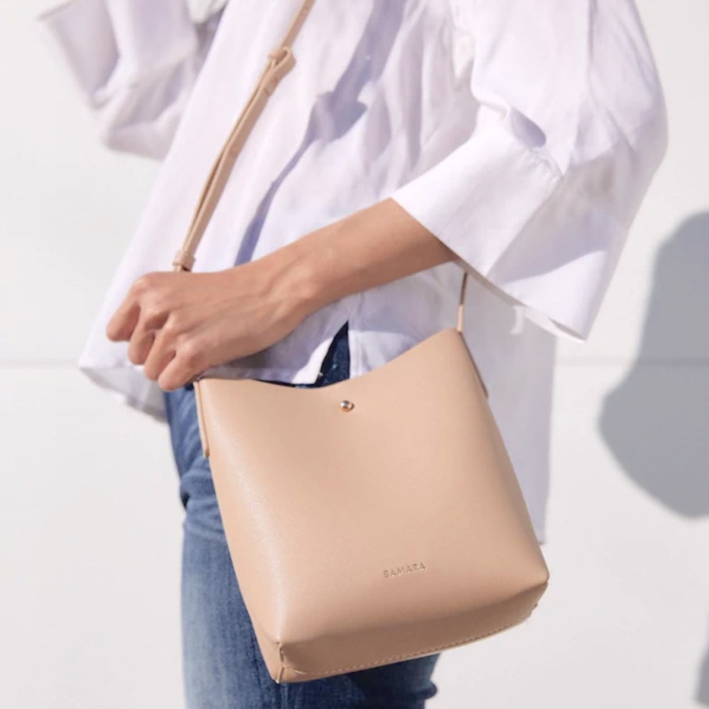 Anthropologie Pink Crossbody Bucket Bag - Picture 4 of 14